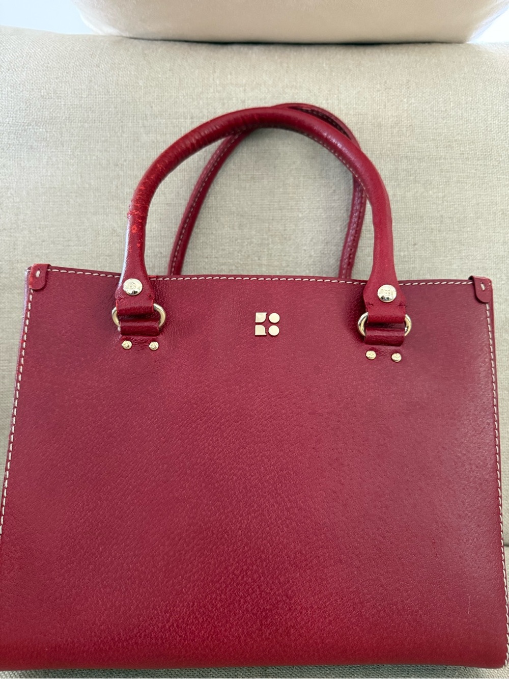 kate spade Quinn Red Leather Satchel with Gold Hardware